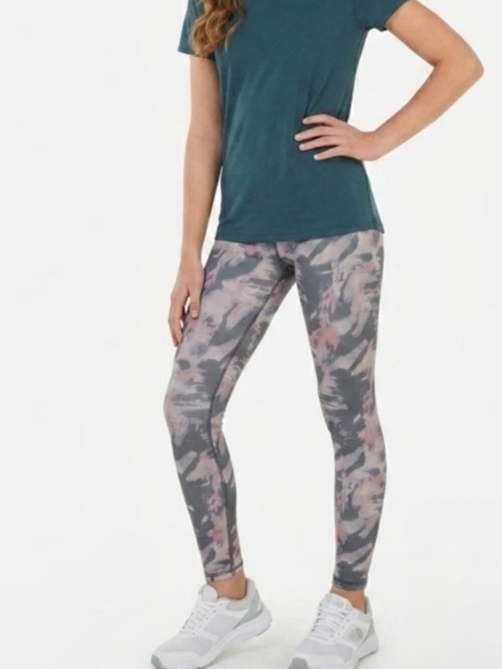 Z by Zella Girl's Athletic Leggings Youth XL 14/16 Abstract Print Gray & Pink